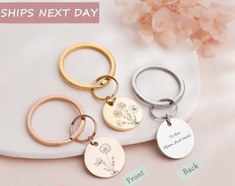 Keychain for Women - Custom Keychain - Combined Birth Flower Keychain - Custom Bouquet Flower Keychain - Birth Flower Gift