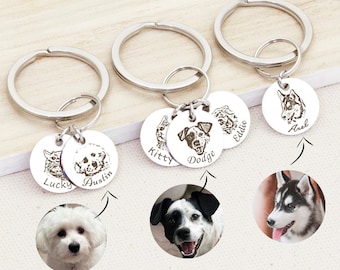 Dog Dad Gift - Pet Portrait Keychain - Dog Keychain Custom - Pet Memorial Personalized Gift - Custom Dog Memorial Keychain for Him