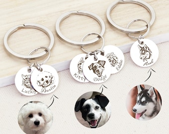 Dog Dad Gift - Pet Portrait Keychain - Dog Keychain Custom - Personalized Pet Lovers Gift