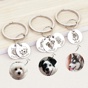 Dog Dad Gift Father's Day Gift - Pet Portrait Keychain - Dog Keychain Custom - Personalized Pet Lovers Gift