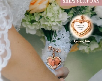 Wedding Gift - Custom Photo Lapel Pin for Groom - Personalized Bride Bouquet Heart Charm -Wedding Photo Pin - Wedding Lapel Pin with Picture
