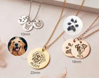 Personalized Dog Necklace for Women - Pet Portrait Custom - Dog Portrait Memorial Gift for Dog Mom - Cat Memorial Jewelry for Her