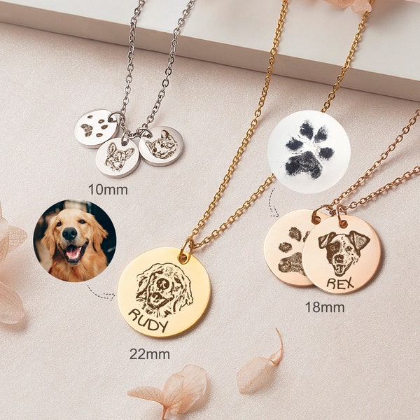 Personalized Dog Necklace for Woman - Pet Portrait Custom - Memorial Gift for Dog Mom - Cat Memorial Jewelry for Her