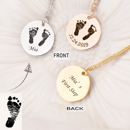 ACTUAL FOOTPRINT NECKLACE Custom Footprint Jewelry Baby Etsy