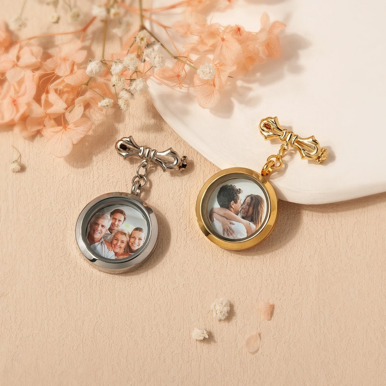 Groom Gift Wedding Lapel Pin Custom Photo Lapel Pin Boutonniere Photo Charm Lapel Pin with Pictures Custom Photo Gift for Fiance immagine 7