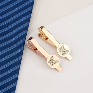 Wedding Gift for Groom Dog Tie clip Custom Tie Clip Tie Clip Personalize Pet Portrait Engraved Tie Bar Logo Tie Clip image 10