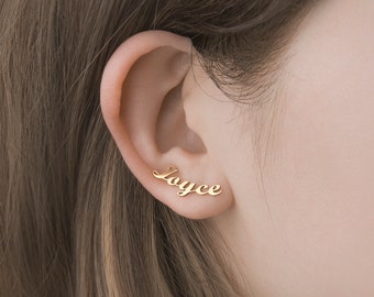 Custom Earrings Gold - Name Earrings -  Minimalist Earrings - Personalized Your Name Jewelry - Stud Earring Gift For Her