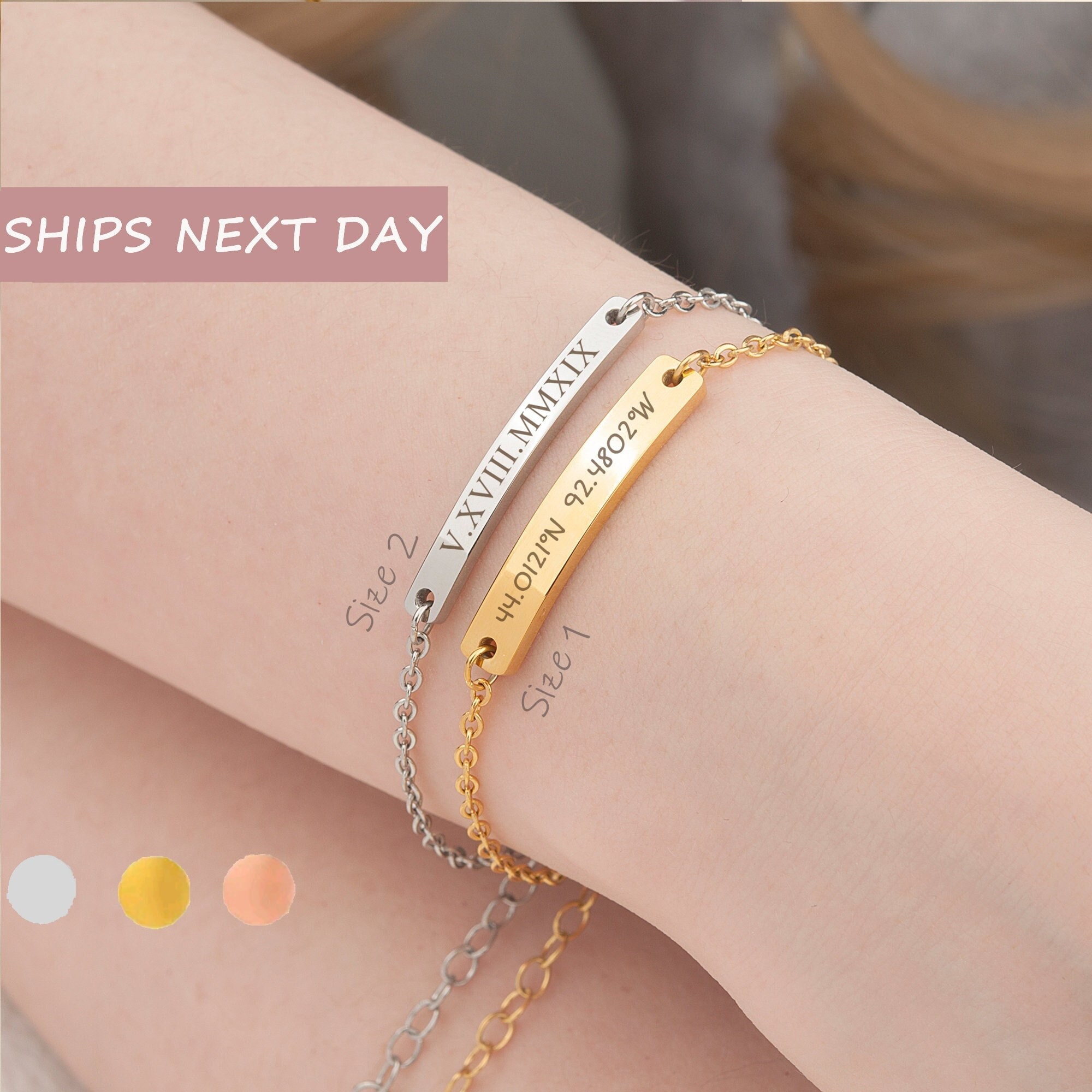 Custom Christmas Gifts for Mom - Personalized Coordinates Bracelet