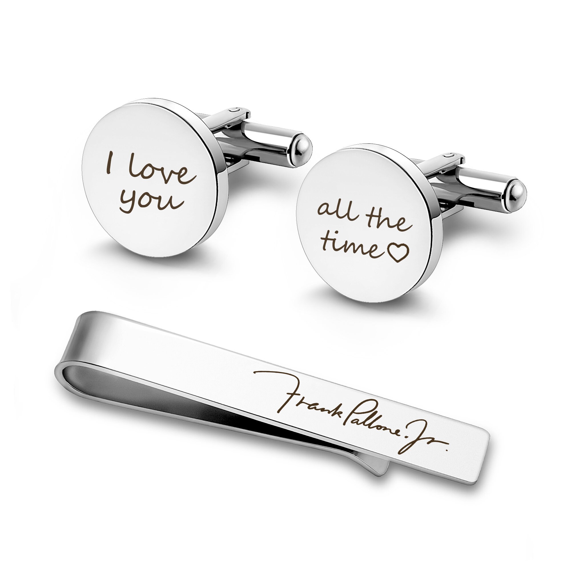 matching cufflinks and tie clip