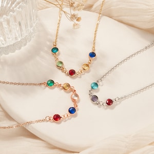 Grandma Necklace - Family Birthstone Necklace Custom - Personalized Jewelry Colorful Gemstone Necklace - Multi-Birthstone Necklace