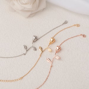 Gifts For Wife - Rose  Bracelet - Rose Charm Flower Bracelet - Wife Birthday Gift - Rose Jewelry - Girlfriend Gift