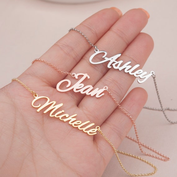Personalized name necklace 18k gold deals