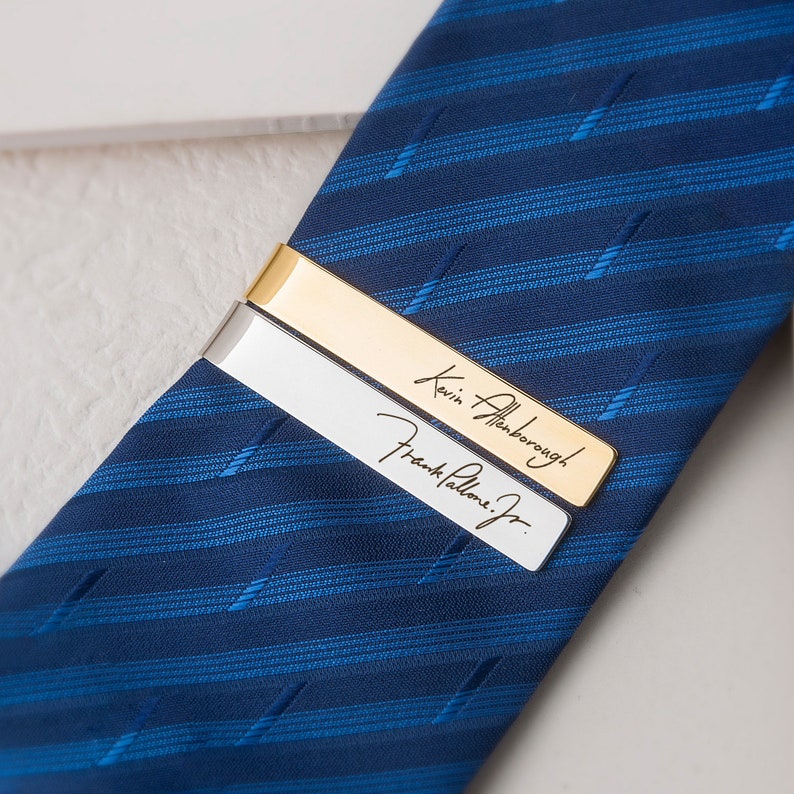 Handwriting Tie clip Custom Tie Clip Memorial Tie Clip Personalized Signature Tie Clip Father of the Groom Gift image 6