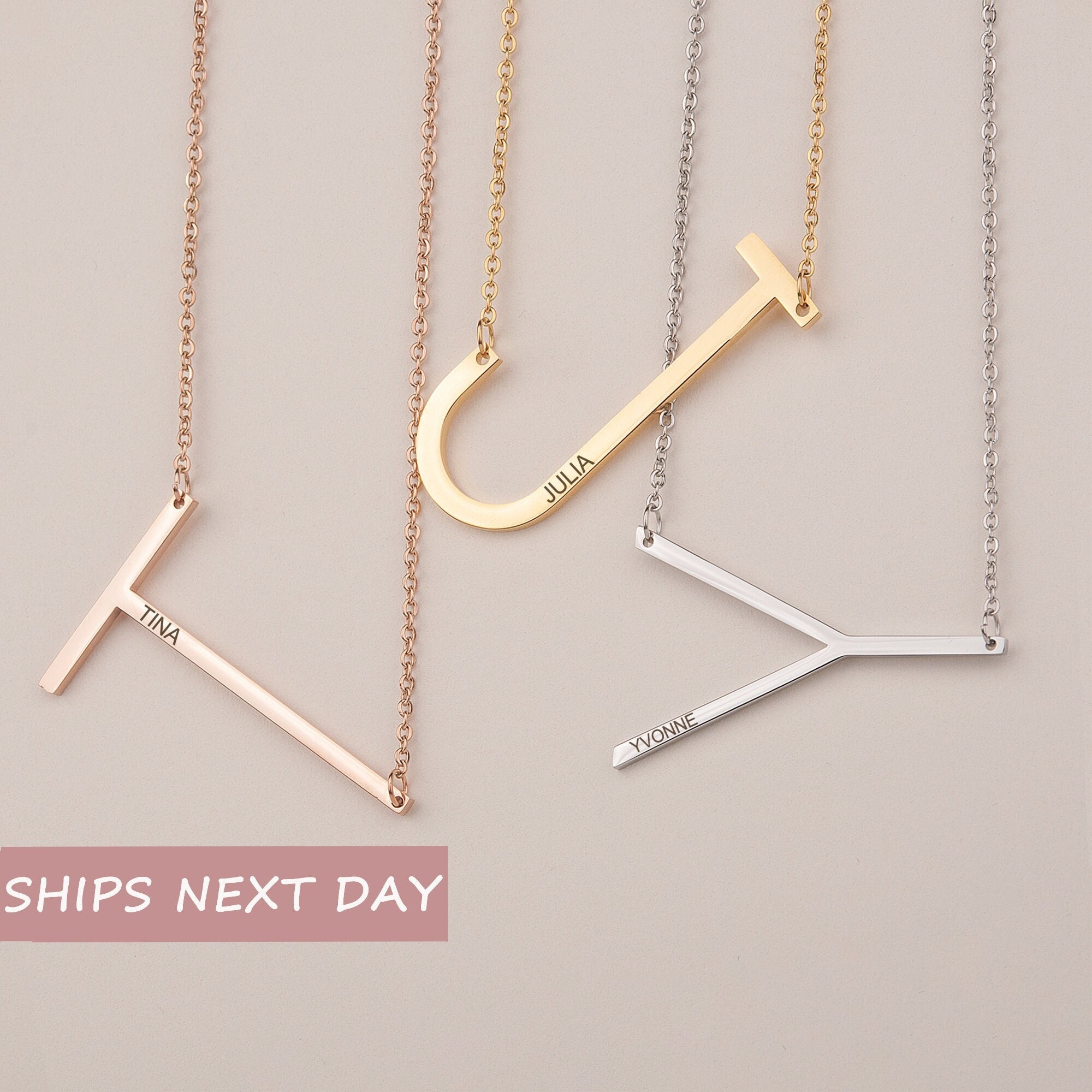 【Monday Edition】GLITTERING INITIAL NECLACE Emilie Gem Initial Necklace | Sequin