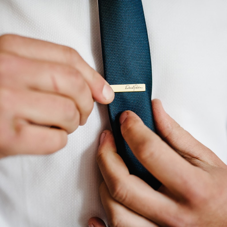 Handwriting Tie clip Custom Tie Clip Memorial Tie Clip Personalized Signature Tie Clip Father of the Groom Gift image 7
