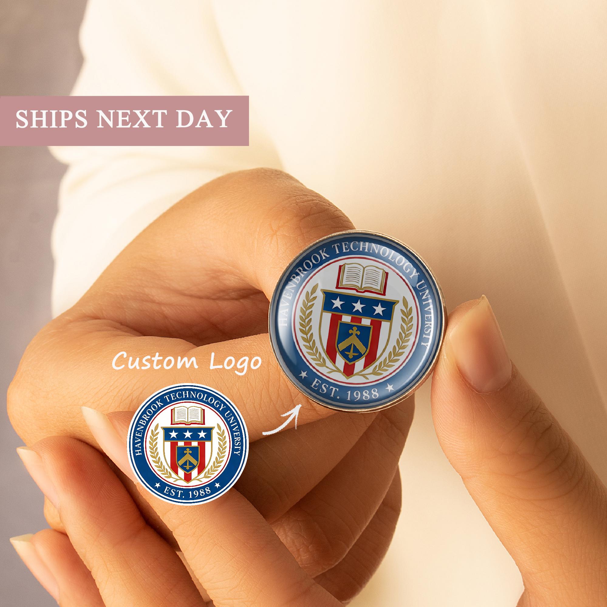 Graduation Gift - College Emblem Pin - Custom Photo Pinback Button ...