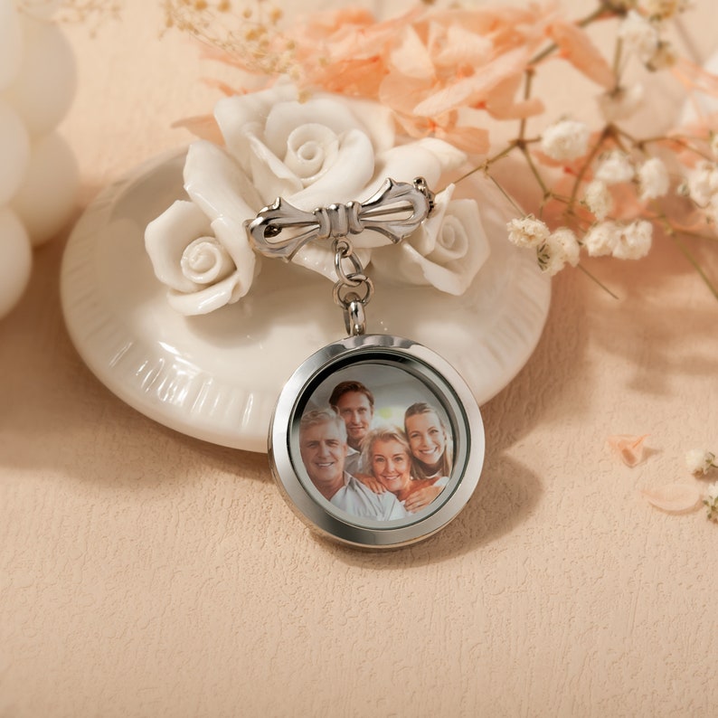 Groom Gift Wedding Lapel Pin Custom Photo Lapel Pin Boutonniere Photo Charm Lapel Pin with Pictures Custom Photo Gift for Fiance immagine 8