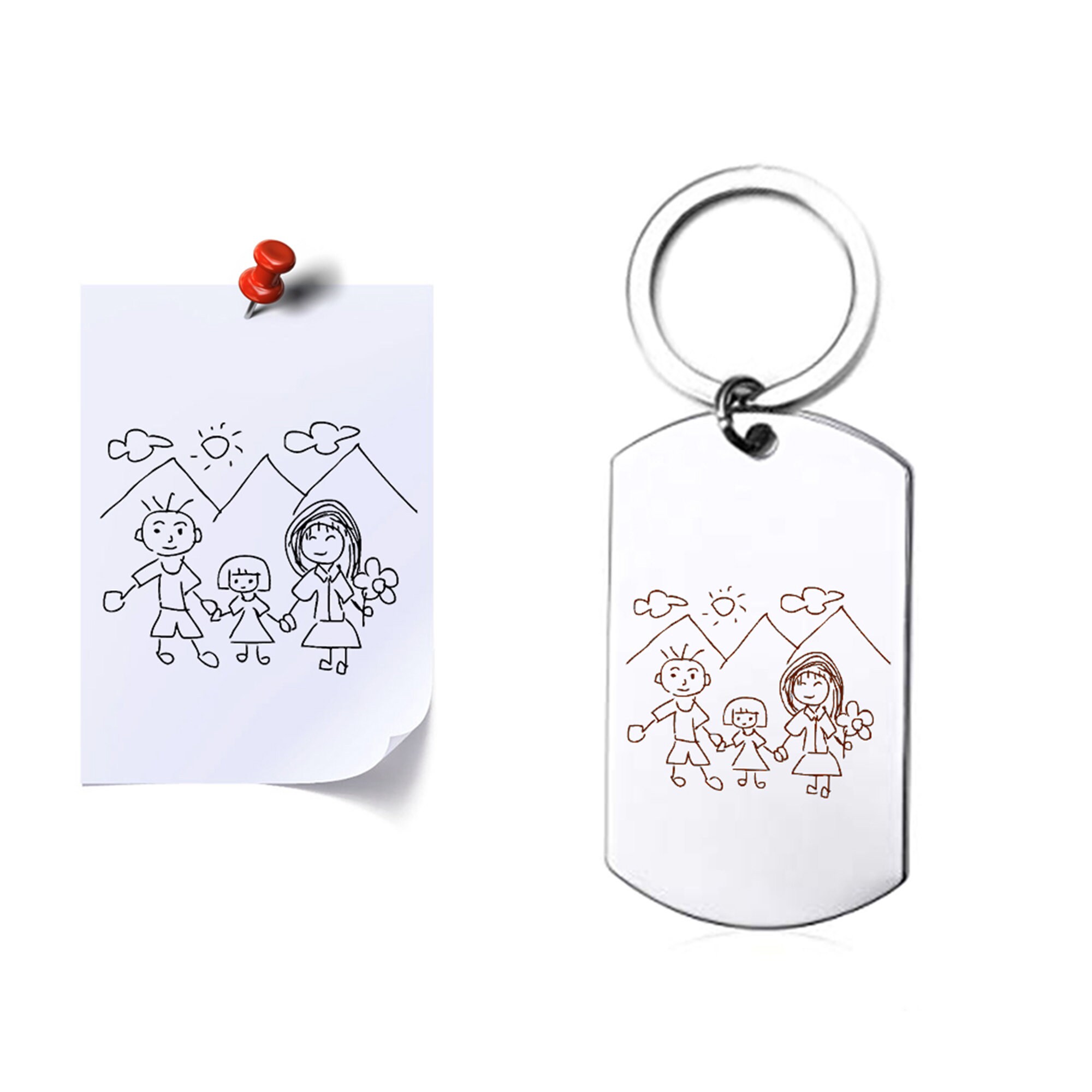 Kids Drawing Keychain Custom Keychain from Drawing Etsy
