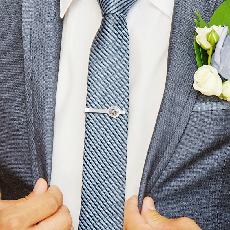 Wedding Gift for Groom Dog Tie clip Custom Tie Clip Tie Clip Personalize Pet Portrait Engraved Tie Bar Logo Tie Clip image 7