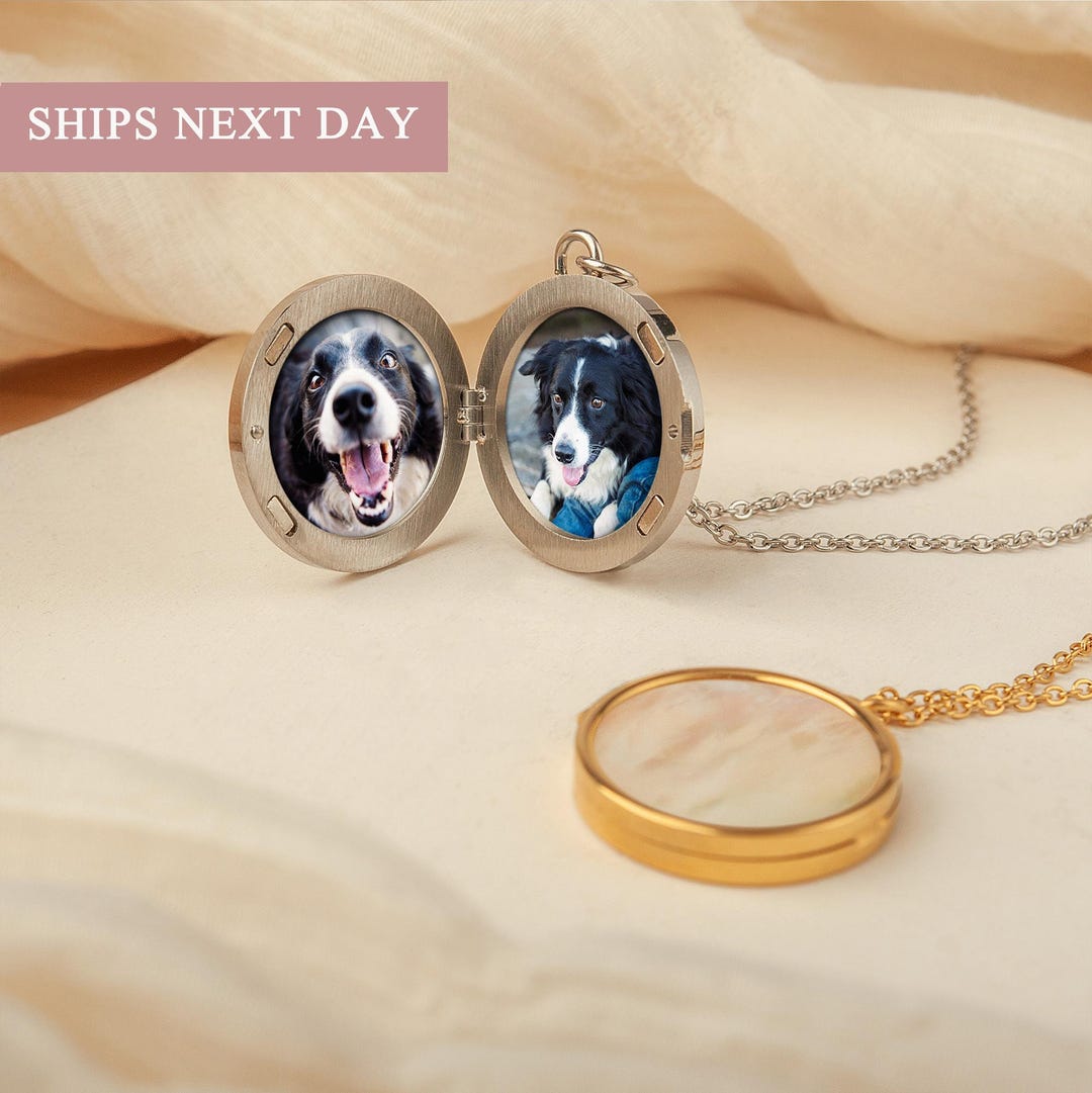 Custom Locket Necklace With Pet Photos - Personalized Pet Locket ...