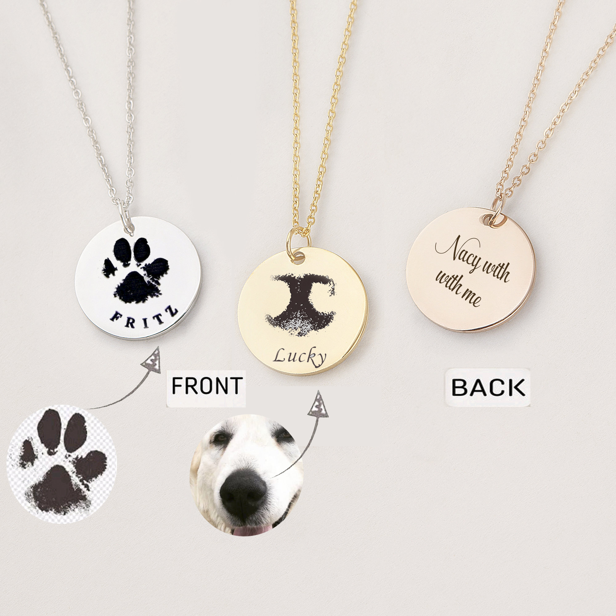 Engraved Dog Nose Print Pet Memorial Jewelry Custom Pet Nose Print Necklace Paw Print Necklace Personalized Christmas Gifts Etsy