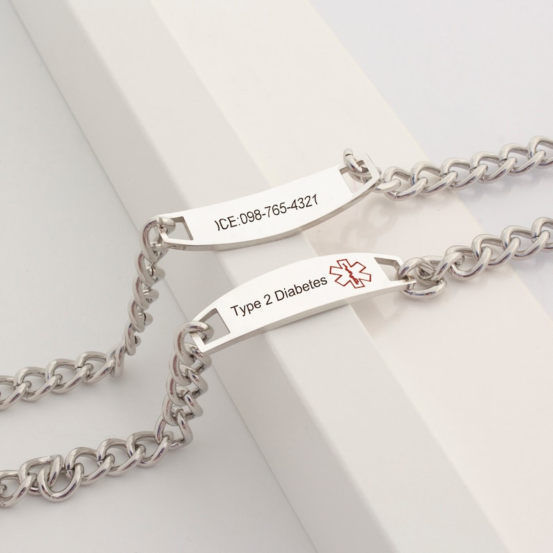 Medical Bracelet Chains Medical Alert Bracelet Chain Women Medical Id Stainless Steel Asthma Bracelet Chain Medical Alert Gift for Her