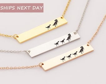 Mama Necklace - Personalized Mama Dinosaur Necklace - Boy Mom Necklace - Engraved Mama and Baby Dinosaur Necklace - New Mom Gift