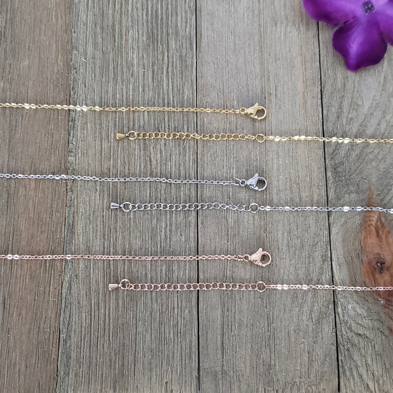 16 with 2 Extender Chain Chain For Pendant Silver Chain 1.5mm width Cable Chain Necklace Wholesale Stainless Steel Cable Chain