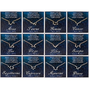 Collier zodiaque carte cadeau d'anniversaire pour ami - bijoux étoiles du zodiaque - collier constellation du zodiaque - collier scorpion - cadeau zodiaque cancer