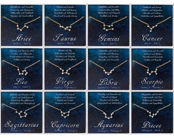 Zodiac Necklace Card Birthday Gifts for Friend - Zodiac Stars Jewelry - Zodiac Constellation Necklace Scorpio Necklace - Cancer Zodiac Gift