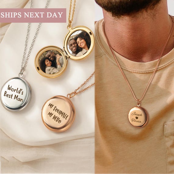 Locket for Men Personalized Locket Necklace With Photos Custom