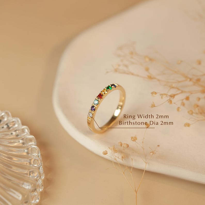 Personalized Gifts For Mom - Multi Birthstone Ring Gold - Dainty Birthstone Ring - Family Birthstone Mothers Ring - Custom Grandma Gift image 4