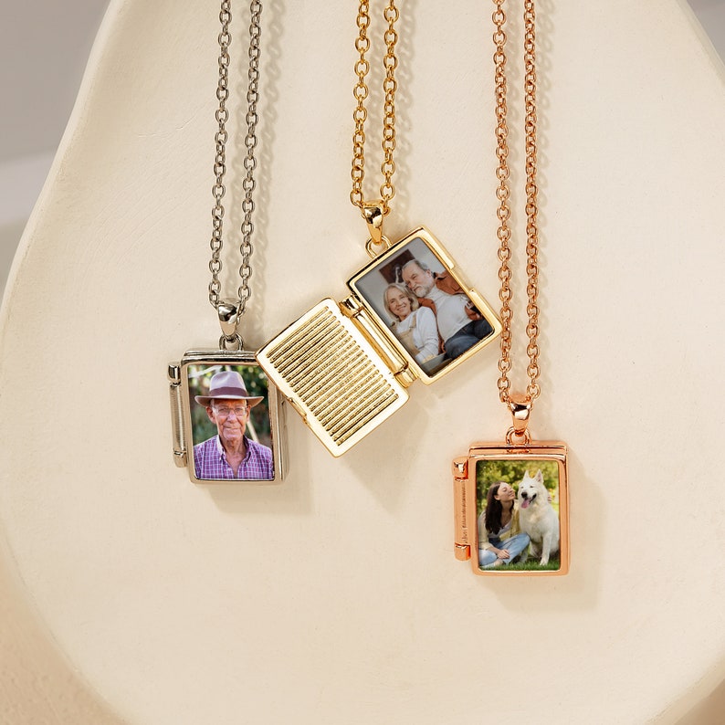 Gift for Mom Square Locket Necklace With Photo Photo Necklace — free download
