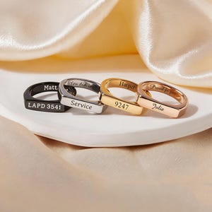 Police Officer Gifts - Badge Number Ring Engraved Ring - Custom Ring - Inside Engraved Ring - Police Retirement Gift for Him or Her