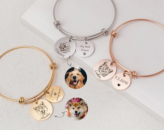 Pet Jewelry Personalized Custom Pet Portrait Bracelet Bangle