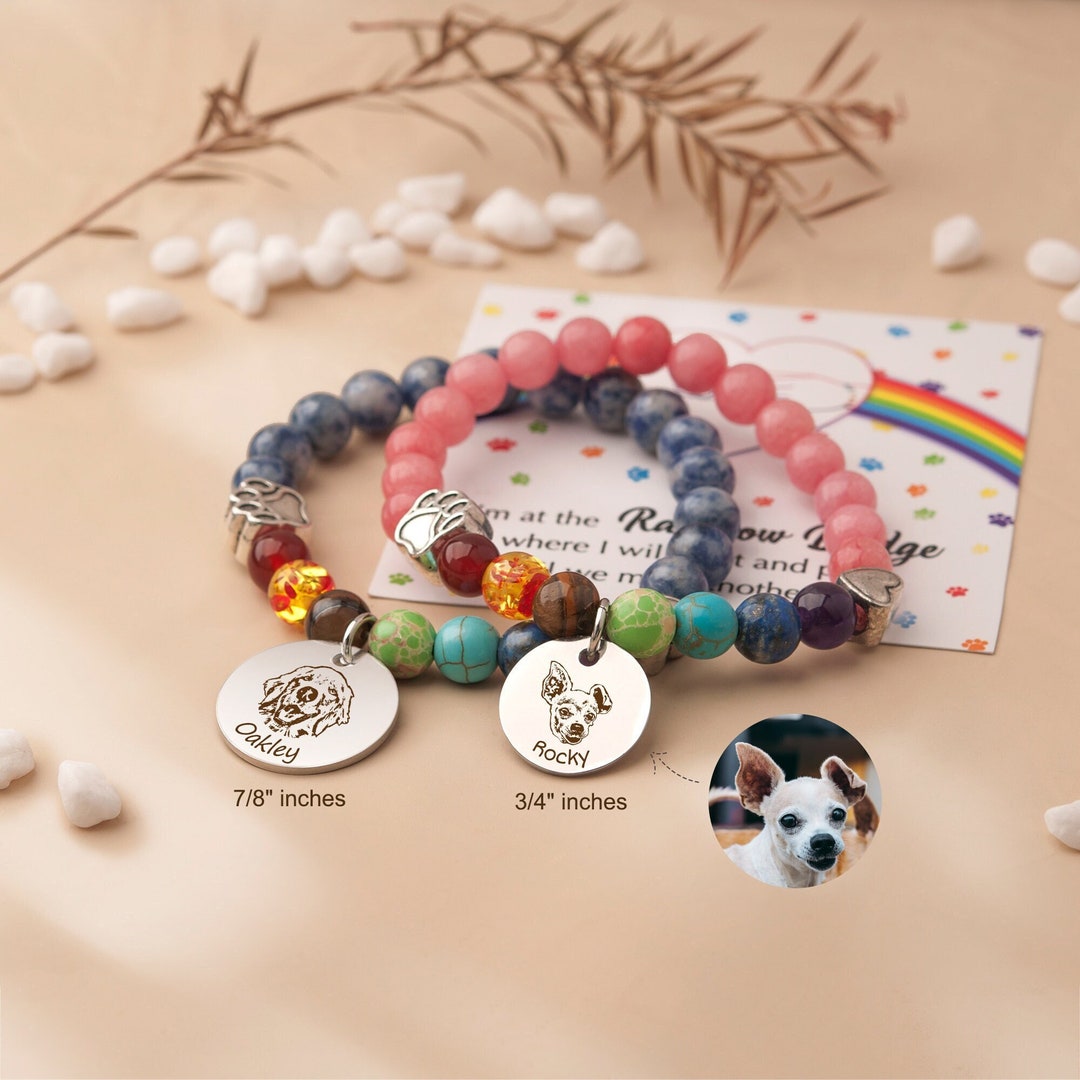 Pet Portrait Memorial Gift - Custom Rainbow Bridge Bracelet - Dog ...
