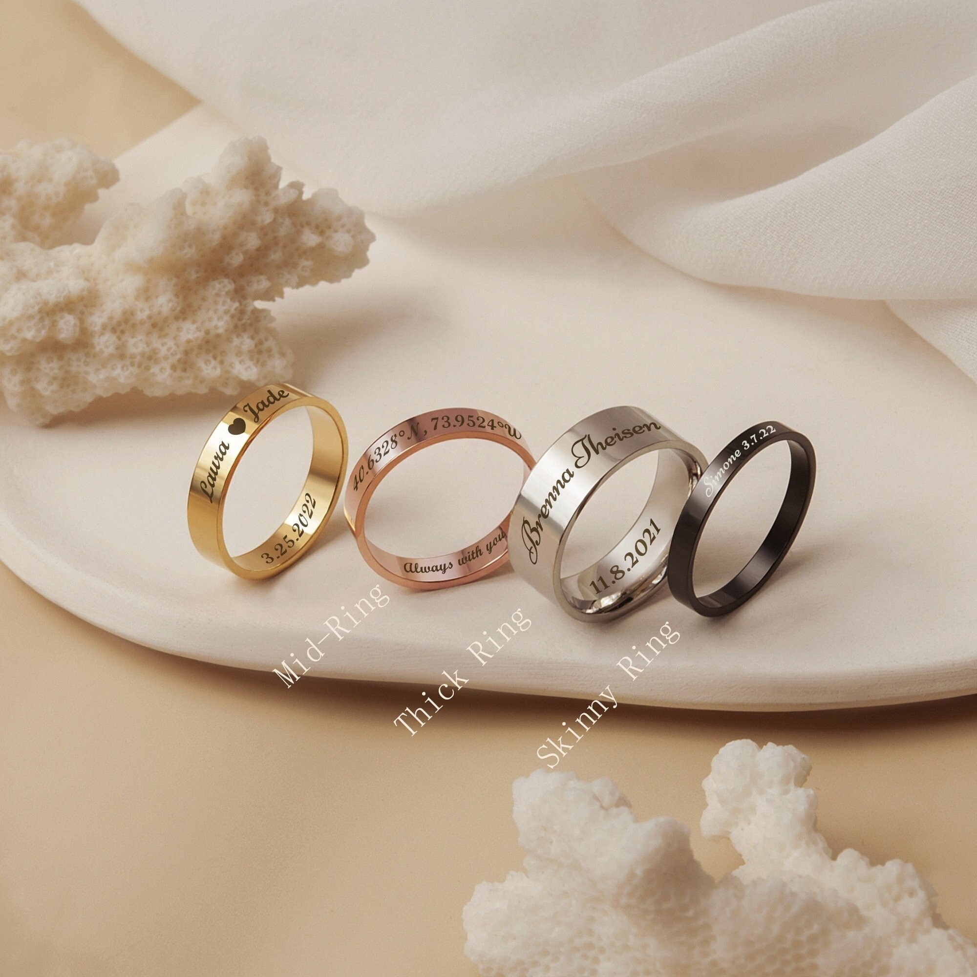 thumbnail image 2 of 12mm Rose Gold Silver Baguette Cut Stainless Steel Ring - Women's Band Zirconia 2 of 5