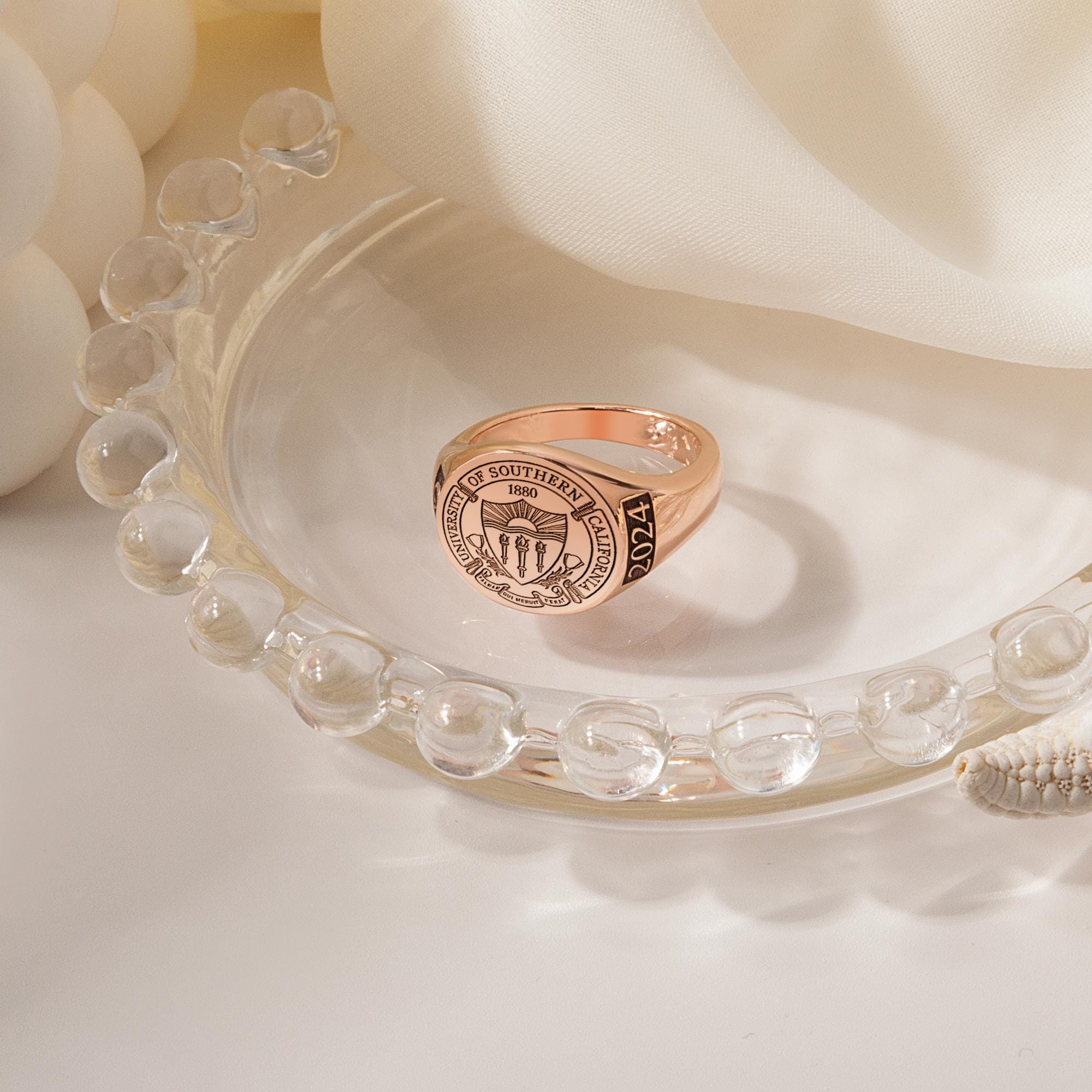 Custom Signet Ring College Emblem Signet Ring - Personalized Ring
