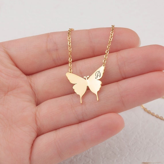 Personalized Butterfly Necklace in Solid Gold - Tales In Gold