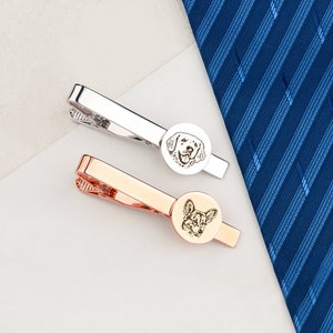 Wedding Gift for Groom Dog Tie clip Custom Tie Clip Tie Clip Personalize Pet Portrait Engraved Tie Bar Logo Tie Clip image 4