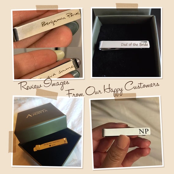 personalized tie clip and cufflinks