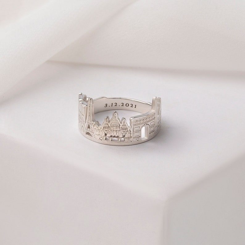 Skyline Ring Custom City Ring Travel Ring Sterling Silver Cityscape Ring Personalized Gift for Best Friend image 8
