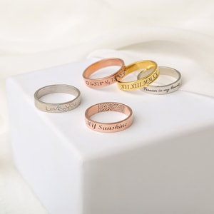 Custom Word Ring Inside Engraved Ring Dainty Name Ring Personalized Stacking Ring Gift Unisex Ring Gift For Boyfriend image 6