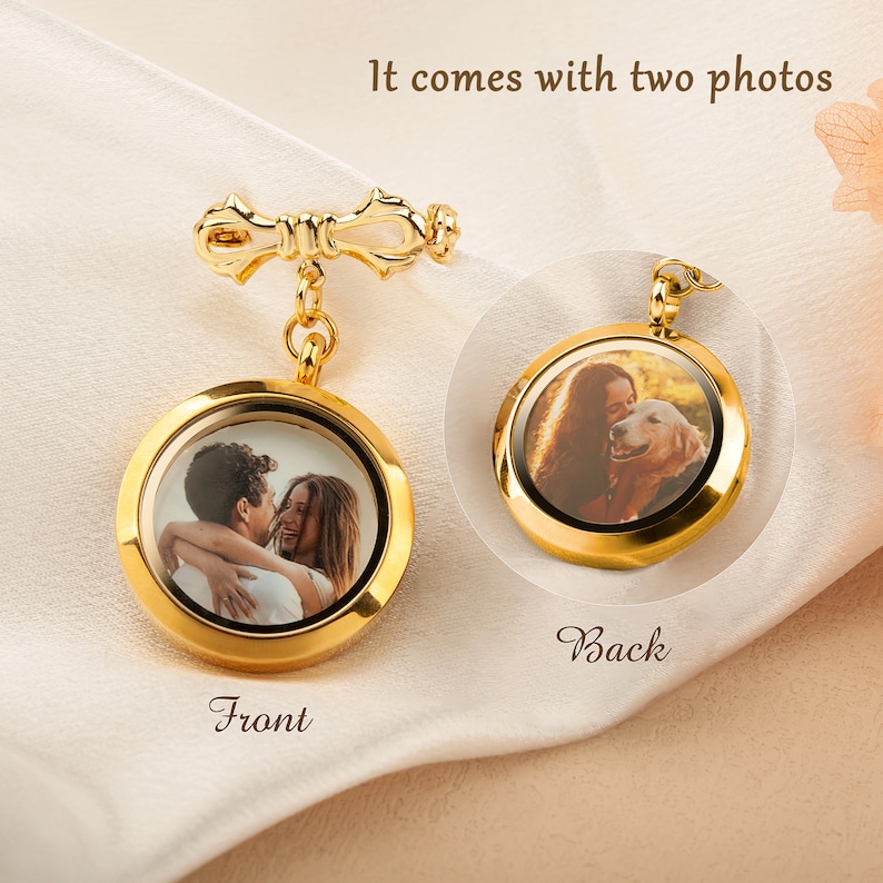 Groom Gift Wedding Lapel Pin Custom Photo Lapel Pin Boutonniere Photo Charm Lapel Pin with Pictures Custom Photo Gift for Fiance immagine 5