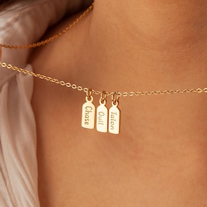 Custom Kids Name Mini Tag Bar Necklace - Personalized Multiple Name Family Necklace For Grandma - Personalized Gift For Mom