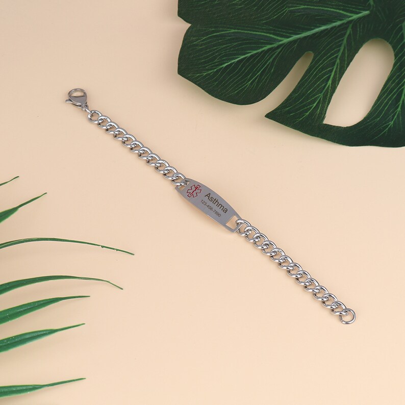 Medical Bracelet Chains Medical Alert Bracelet Chain Women Medical Id Stainless Steel Asthma Bracelet Chain Medical Alert Gift for Her
