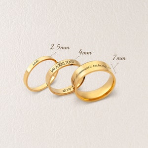 Engraved Rings Dainty Gold Ring Name Rings Custom Rings Both Sides Engraveable Personalized Ring Anniversary Gifts for Her image 6