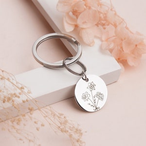 Mothers Day Gifts for Grandma Custom Keychain Combined Birth Flower Keychain Custom Bouquet Flower Keychain Keychain for Women image 8