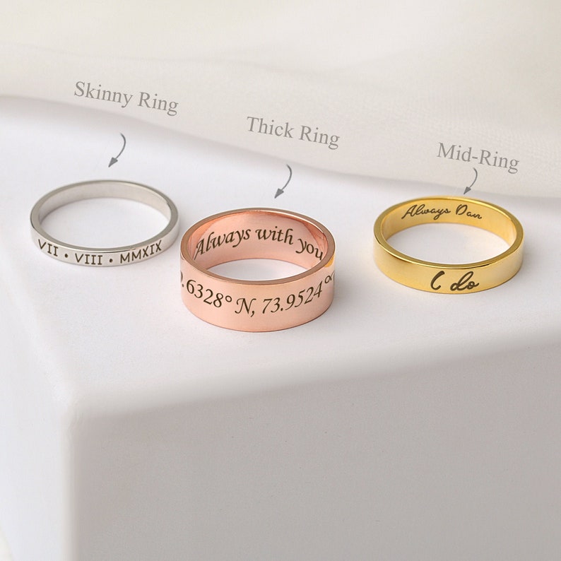 Custom Word Ring Inside Engraved Ring Dainty Name Ring Personalized Stacking Ring Gift Unisex Ring Gift For Boyfriend image 1