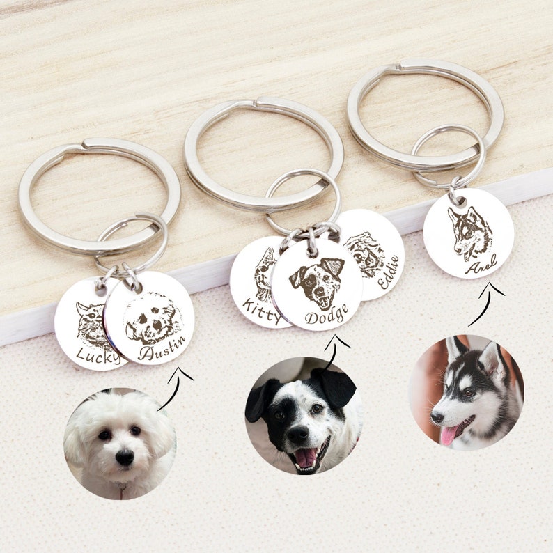 Pet Keychain - Dog Keychain Custom  - Cat Keychain - Photo Keychain for Pet Lovers Gift - Dog Memorial Gift - Pet Memorial Gift for Dog Dad 